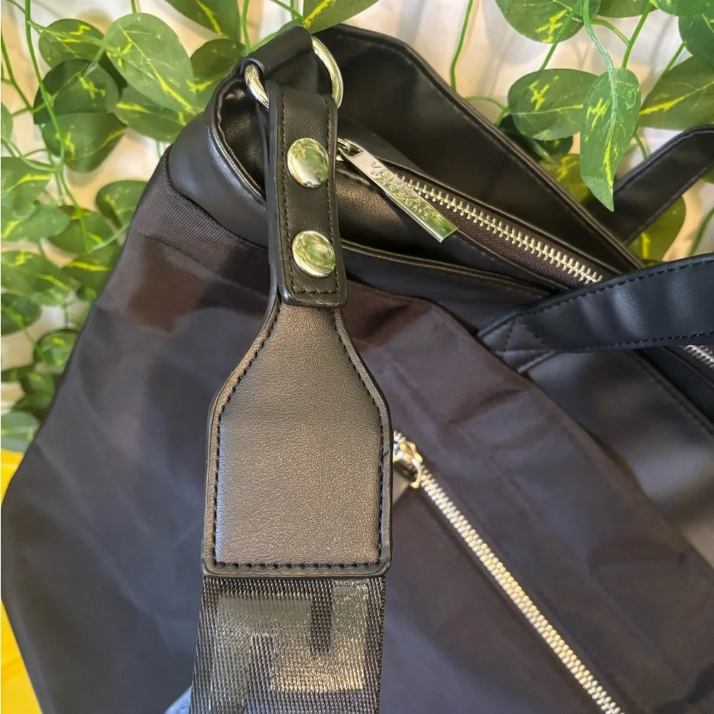 Versace Jeans Collection Black Nylon Laptop Tote with Signature Strap